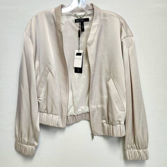 Marc Cain Women's Ivory White Satin Looking Jacket W/Pockets Size 8-10 - Picture 1 of 11